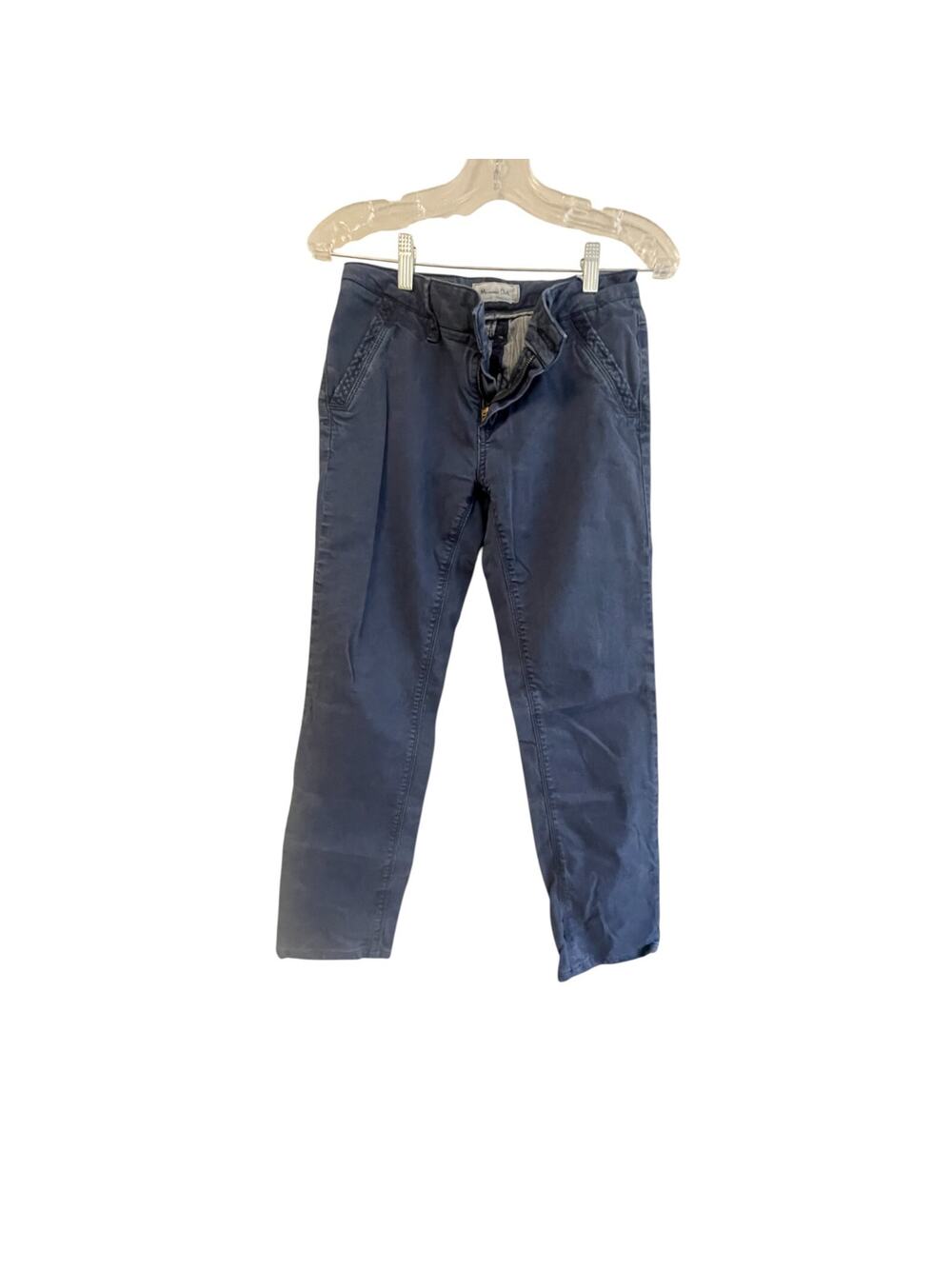 Massimo Dutti Chino Pants Womens Size 27 Navy Blue Slash Pockets Straight Leg